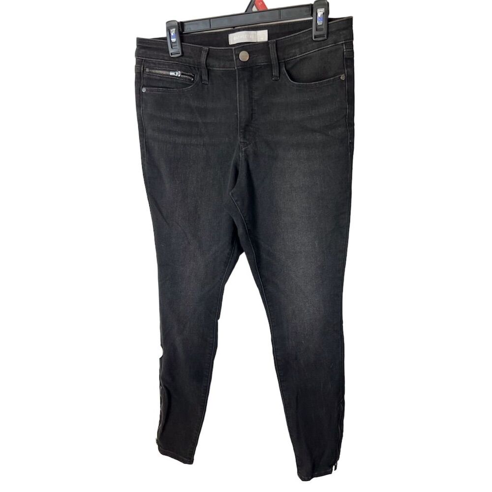 Athleta Women's Skinny Jeans Size 10 Black Dark Wash Ankle Zip